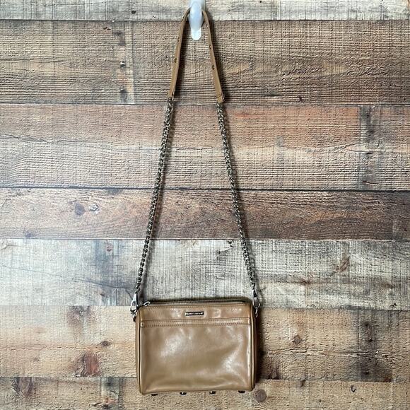 Rebecca Minkoff Mini Mac Crossbody Bag Purse Tan Leather Chain Strap - Picture 6 of 13